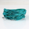 double layer crystal rhinestone slake bracelets wristbands genuine leather wrap woven bracelets design B