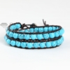 double wrap leather turquoise beaded bracelet jewelry design A