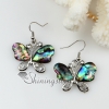dragonfly butterfly spider seawater rainbow abalone shell mother of pearl dangle earrings design C