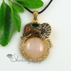 elephant round oval rose quartz amethyst glass opal jade tigereye semi precious stone rhinestone necklaces pendants design G