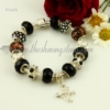 european charm bracelets with lampwork glass crystal beads black