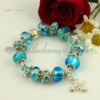 european charm bracelets with lampwork glass crystal beads light blue