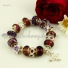 european charm bracelets with lampwork glass crystal beads purple
