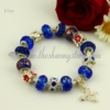 european charm bracelets with lampwork glass crystal beads blue