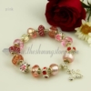 european charm bracelets with lampwork glass crystal beads pink