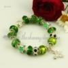 european charm bracelets with lampwork glass crystal beads green