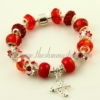 european charm bracelets with lampwork glass crystal beads red