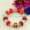 european charm bracelets with murano glass rhinestone beads red
