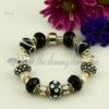 european charm bracelets with murano glass rhinestone beads black