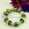european charm bracelets with murano glass rhinestone beads green