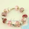 european charm bracelets with murano glass rhinestone beads pink