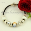 european charms bracelets with crystal murano glass beads white