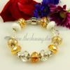 european charms bracelets with crystal murano glass beads yellow