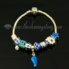 european charms bracelets with enamel big hole beads blue