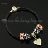 european charms bracelets with lampwork glass rhinestone beads black