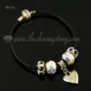 european charms bracelets with lampwork glass rhinestone beads white