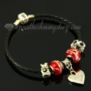 european charms bracelets with lampwork glass rhinestone beads red