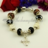 european charms bracelets with murano glass crystal beads black