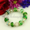 european charms bracelets with murano glass rhinestone beads green