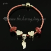 european charms bracelets with rhinestone beads jewelry pink