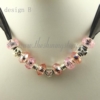 european charms necklaces with murano glass crystal beads design B