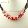european charms necklaces with murano glass crystal beads design D