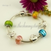 european silver charms bracelets with lampwork glass beads design C