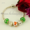 european silver charms bracelets with murano glass beads green+white
