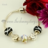 european silver charms bracelets with murano glass beads black+white