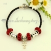 european silver charms bracelets with rhinestone beads red