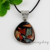 fancy color dichroic foil glass necklaces with pendants jewelry silver plated design D