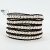 five layer shell bead beaded leather wrap bracelets design B