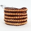five layer shell bead beaded leather wrap bracelets design C