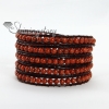 five layer stone bead beaded leather wrap bracelets design I