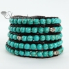 five layer turquoise bead beaded leather wrap bracelets design B