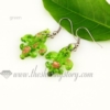 fleur de lis glitter lampwork murano glass earrings jewelry green