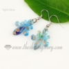 fleur de lis glitter lampwork murano glass earrings jewelry light blue