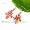 fleur de lis glitter lampwork murano glass earrings jewelry purple