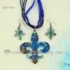 fleur de lis venetian murano glass pendants and earrings jewelry light blue