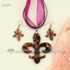 fleur de lis venetian murano glass pendants and earrings jewelry purple