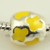 flower enamel european big hole charms fit for bracelets yellow