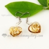 flower inside lampwork murano glass earrings jewelry light yellow
