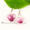 flower inside lampwork murano glass earrings jewelry pink