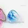 flower inside lampwork murano glass finger rings jewelry light blue