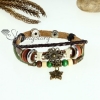 flower leaf charm genuine leather wrap bracelets design A