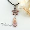 flower teardrop rainbow abalone pink white sea shell mother of pearl rhinestone pendants for necklaces design A
