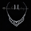 formal wedding bridal rhinestone heart necklaces and earrings silver