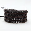 four layer stone bead beaded leather wrap bracelets design E