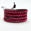 four layer stone bead beaded leather wrap bracelets design A