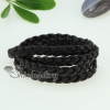 four layer woven leather wrap bracelets unisex black